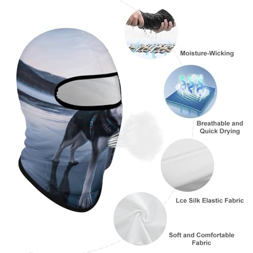 Balaclava Husky Dog on A Frozen Lake para Hombres y Mujeres, Protección Solar, Respirable, Máscara de Cabeza Completa para Senderismo, Ciclismo, Correr, Conducción miniatura 3