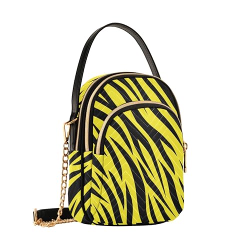 Small Crossbody Bags Abstract Yellow Zebra Prints Shoulder Bag for Women Quilted Wave Cross Body Bag2