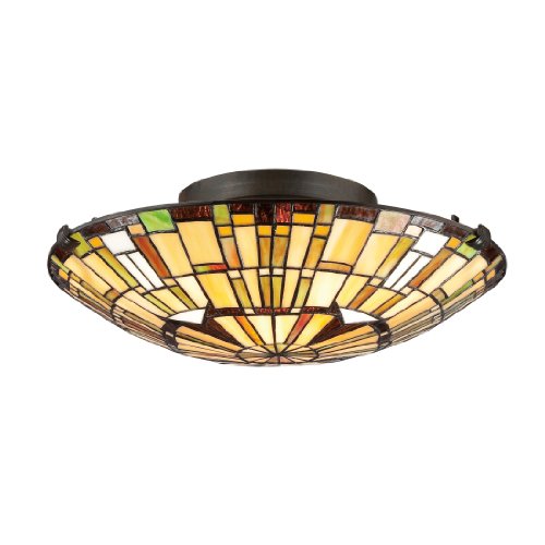 Quoizel TF1408SVB Tiffany Flush Mount Ceiling Lighting, 2-Light, 150 Watts, Vintage Bronze (6