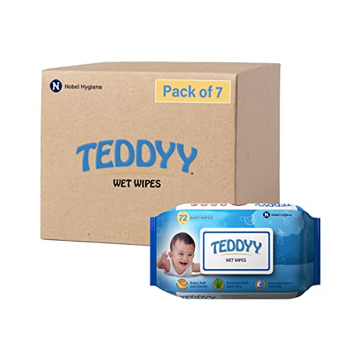 Image of TEDDYY Baby Wet Wipes With Lid 72s Pack of 7 Packs