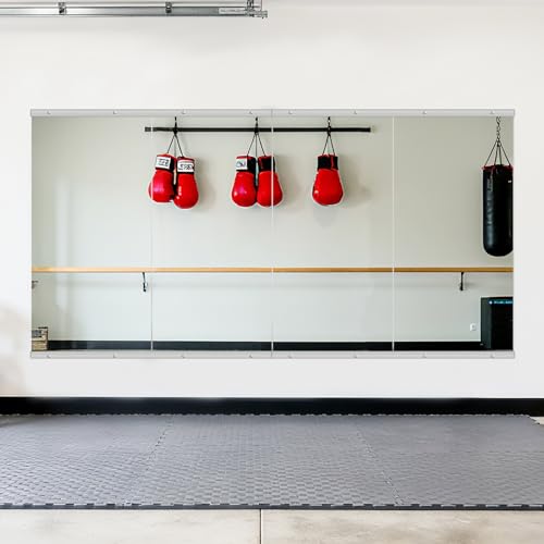 Image of Ruomeng Home Gym Mirror, 48''x24''x2PCS Full Length, Large Frameless Body Mirror Tempered Glass for Gym, Workout, Yoga, Garage, Dance Studio