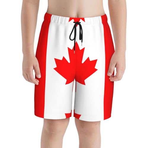 Canadian Flag Youth Beach Pants, Soft and Breathable, with Drawstring Waist, Suitable for Sports and Leisure.3