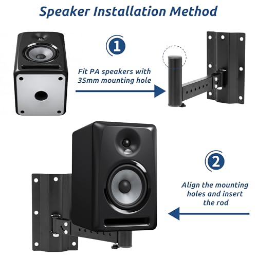 ohbien Soportes de altavoz de suelo en acero negro con base estable 4