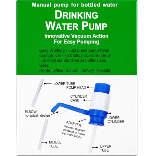 Image of Manual Water Dispenser Pump for 20L Bottle|Hand Press Drinking Water Pump| (Use for School, Office,Home,Shop,Hotel,Market, Outdoors) Easy Fit Vacuum Action Water Dispenser (Blue and White)