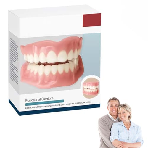 Prótesis dentales completas, kit avanzado de prótesis revestidas de silicona, dentaduras postizas temporales universales, dentaduras postizas profesionales, kit de prótesis superior e inferior