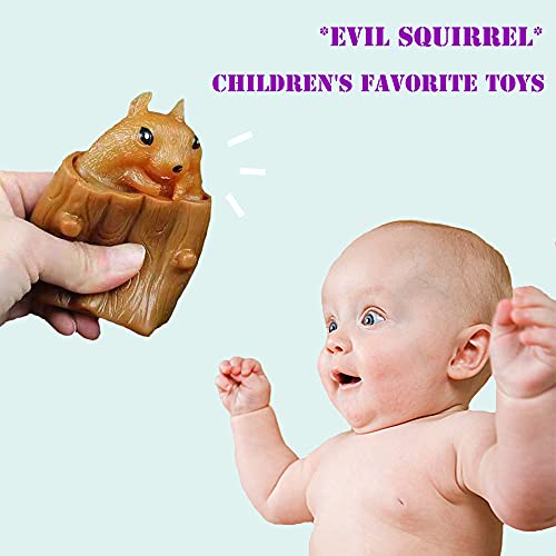 Image of Squirrel Squeeze Toys Evil Squirrel Decompression Squirrel Cup Rubber Fidget Toy Interactive 4Pcs Weird Stress Relief Anxiety Autism Funny Jokes Easter Gift Office Game for Baby Kid Adult Toddler