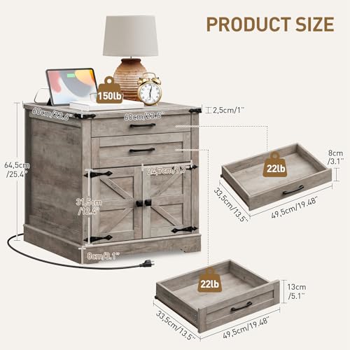 RALGEND 24'' Farmhouse End Table with Charging Station for Living Room - image 2