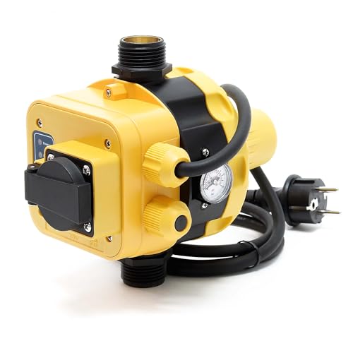 Wiltec Pressostat EPC-5 avec 1 Câble et prise – 175 x 185 x 150 mm – 230 V – 10 bars – Réseaux d’eaux domestiques & Pompes monophasées –...