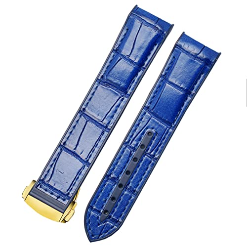 Correa de reloj de silicona azul con hebilla plegable de seguridad