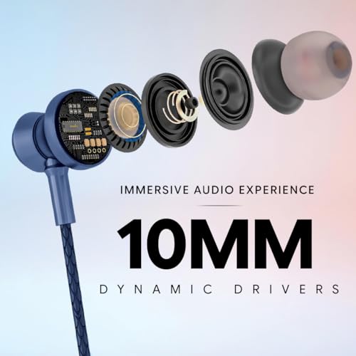Image of Voods Nova Plus Wireless Neckband Bluetooth Earphones, 30H Playtime, Bluetooth 5.4, 10mm Deep Bass Drivers, Magnetic Earbuds, Dual Device Pairing, Type-C Fast Charging, IPX5 Water Resistant (Blue)