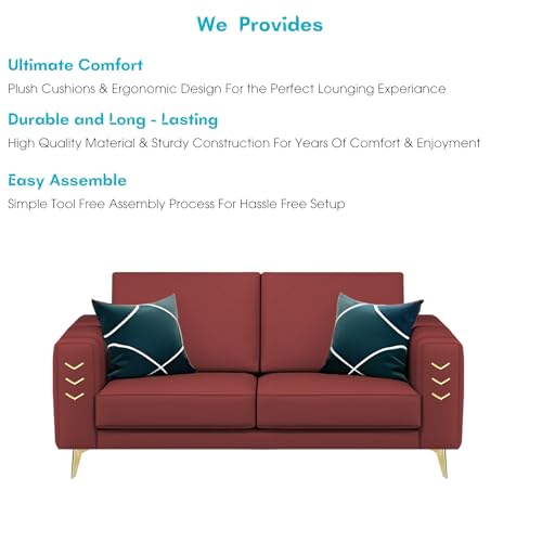 Image of Casaliving Falco 2 Seater Sofa Set for Living Room (Maroon Fabric) Premium Fabric Sofa