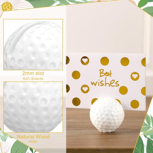 Image of Leinuosen 24 Pcs Resin Golf Base Centerpieces Place Card Holder Golf Ball Shaped Table Number Holder Name Place Photo Stand for Office Menu Events Wedding Party