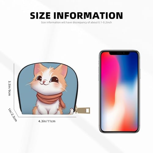 Cartoon cat Printed Leather Half Circle Card Wallet Zipper Card Case Holder, Compact Stylish for Men and Women2