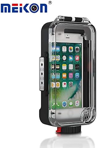 MEIKON Waterproof iPhone Case Bluetooth Control 195FT/60M IPX8 Waterproof for Diving Surfing Snorkeling with Wide Angle Dome Port Lens for 6 Plus 7 Plus 8 Plus IphoneX White