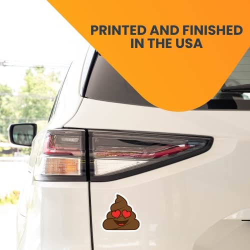 Image of Magnet Me Up Poop Emoticon with Heart Eyes Car Magnet Decal, Cute Self-Expression Decorative Magnet for Car, Truck, SUV, Or Any Other Magnetic Surface, Valentine's Day, Made in USA