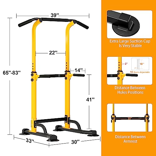 Image of DlandHome Power Tower Pull Up Dip Station Multi-Function Fitness Equipment for Strength Training Adjustable Height Dip Stand for Home Gym