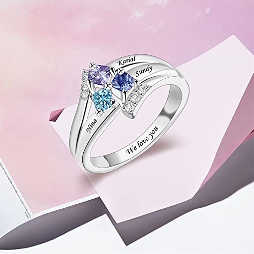 BAUMA AUTO Personalized Mothers Rings with 1-9 Simulated Birthstones Custom Anniversary Rings for Women Family Name Rings for Mom4