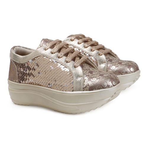 Image of Vendoz Women Wedding & Party High Heel Sneakers I Cushioned Insole I Glittery & Embellished Bridal Wear I Lightweight and Stylish Shoes for Girls CNV4033