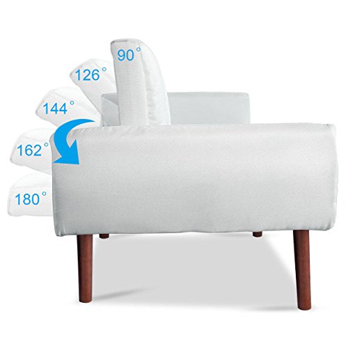 Giantex Futon Sofa Bed Folding Couch Convertible Mattress Premium Linen Upholstery And Wooden Legs (Gray) #TOP5
