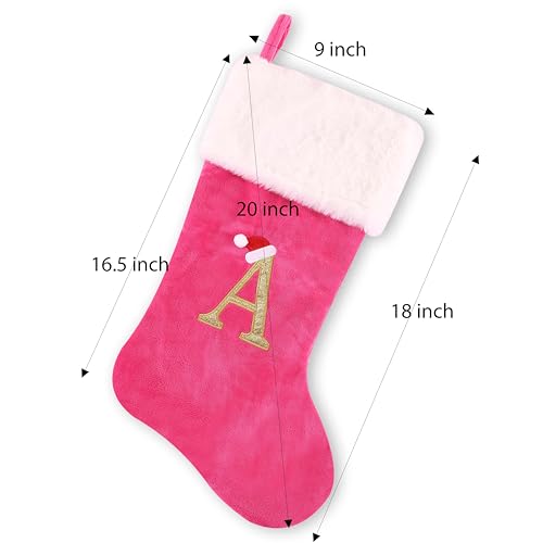 20-inch-Personalized-Pink-Faux-Velvet-Stocking-with-Embroidered-Gold-Letter–Luxurious-Christmas-Decoration-and-Gift-Plush-Finish-Pink-M 20 inch Personalized Pink Faux Velvet Stocking with Embroidered Gold Letter–Luxurious Christmas Decoration and Gift Plush Finish Pink M
