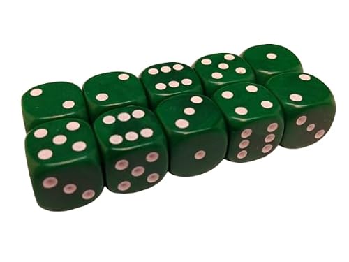 Image of Gaming Dice Set, 12mm, 10-Pack, 6-Sided (Dark Green)