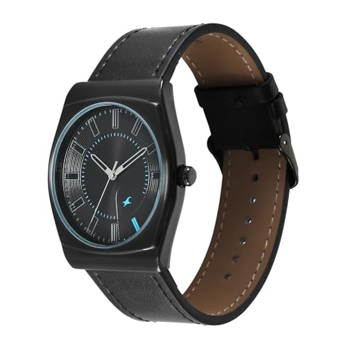 Image of Fastrack Stunners XI with Quartz Analog Black Dial Black Leather Strap Watch for Men - 38212NL01