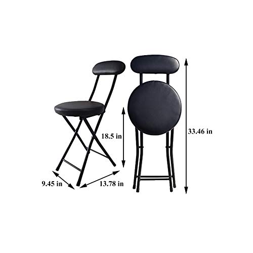 Lzttyee Portable Folding Round Metal Stool Modern Minimalist Home Back Dining Chair Office Chair Bar Chair (White) - Thumbnail 7
