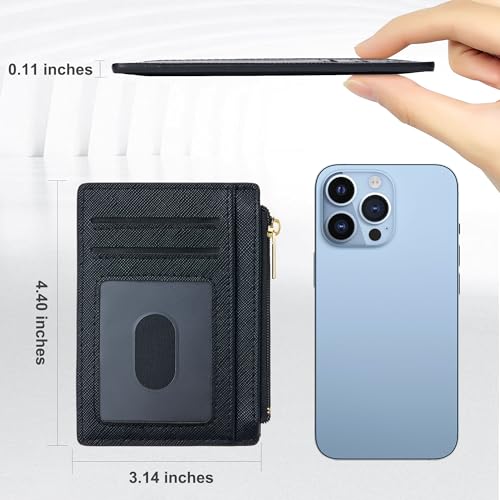 Image of Tipmile Mens RFID Wallet, Small Slim Business Credit Card Holder, Mens Gift | Mini Tiny Cute ID Case, Minimalist Zipper Pocket Wallet, Thin Coin Purse, Mothers Gift