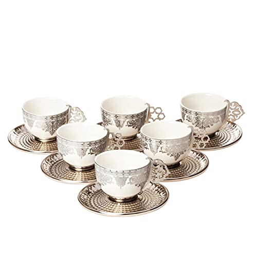 Ensemble à thé 6 tasses à thé et 6 tasses à thé en céramique avec motif tasse à thé et soucoupes pour la maison et le bureau Cover