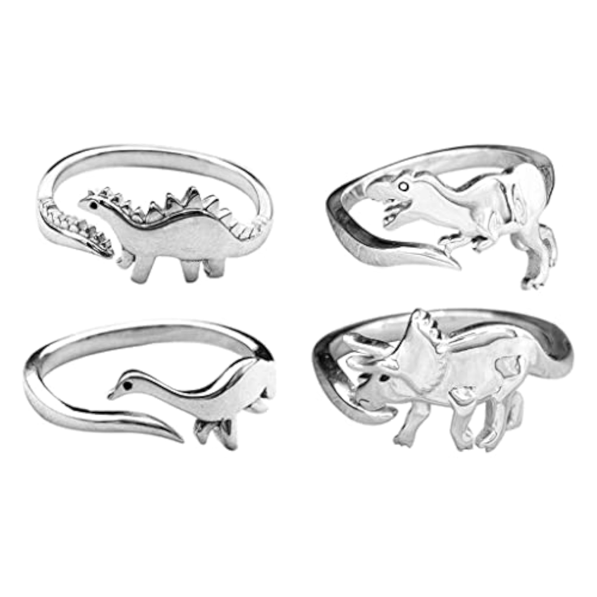4-Pack Stylish Dinosaur Theme Alloy Rings