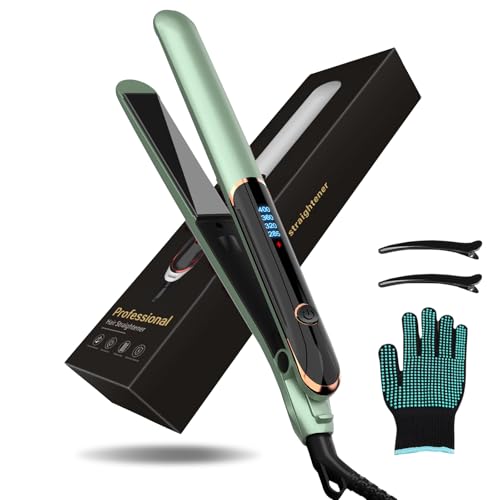LEELAI 2-in-1 Flat Iron & Curler with LCD, Ceramic Coating
