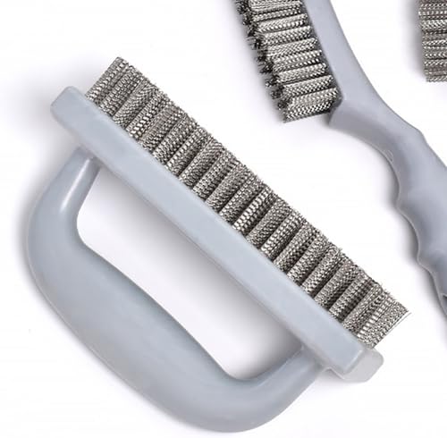 Image of Large Heavy Duty Rust Removal Brush Stainless Steel Wire Brush 2-piece Set, 6.9 inchX 2.5 inch Size, with Plastic Comfortable Grip, Used for Cleaning, Scraping slag, dust, Dirt and Paint scrubbing