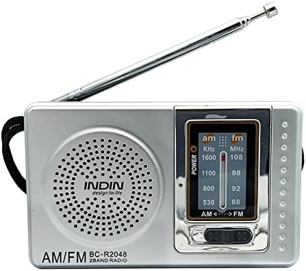 Reinscer Radio portátil telescópica con batería, mini función AM,...