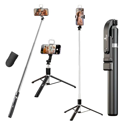 Amazon India: Elevate Your Vlogging Game with Essential Tools 7 Kratos K9 Selfie Stick Tripod With Light, 67 inch /170CM Reinforc...