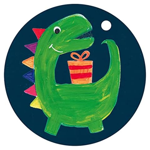 Glick Pack of 4 Dinosaur Gift Tags, Multipack of Gift Tags for Birthday Dinosaur, Dinosaur Birthday Gift Tags for Gift Wrapping Cover