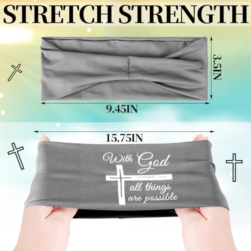Image of 5 Pcs Christian Athletic Headbands Gifts Cross Headband for Men Women Bible Verse Workout Religious Stretchy Sweat Bands