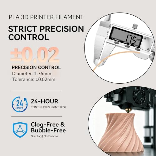 Image of Kingroon PLA 3D Printer Filament, Dimensional Accuracy + /- 0.02 mm, 1 kg Spool(2.2lbs), 1.75 mm, Light apricot
