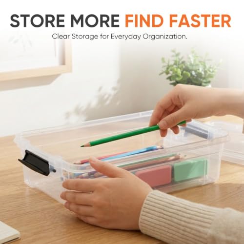 Image of Superio 2.3 Quart Clear Plastic Storage Containers with Lids, Stackable Organizer Bins, BPA-Free Storage Boxes for Home, Office, Dorm & Classroom, 8 Pack