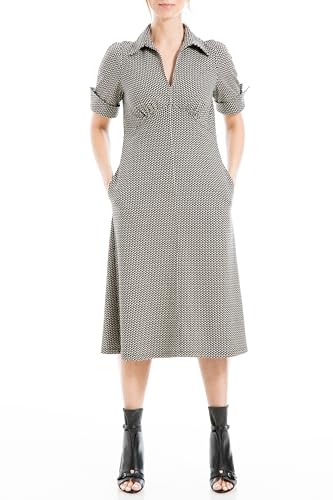 【新品未使用】akio AO-74 short length 2way knit Max Studio Women's Double Knit Short Sleeve Collared Maxi Dress