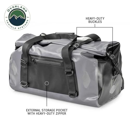 Bolsa seca portátil Overland Vehicle Systems con capacidad de 69 cuartos - Construcción Premium 1000D - Impermeable con certificación IPX6 - Hebillas resistentes y correas de nylon robustas miniatura 4