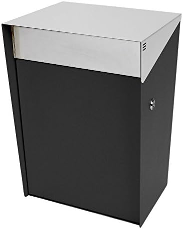 KATANABOX Hover DR - Stainless Steel Wall Mount Modern Design Mailbox with Lock and Key Extra Large Letterbox Rust Proof for Modern Home House Apartment Rural Roadside 10" x 11" x 17" (Black)