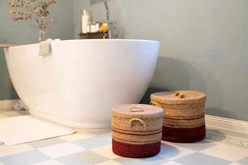 Panier à linge en herbe marine lot de 2 paniers de rangement boho - 7