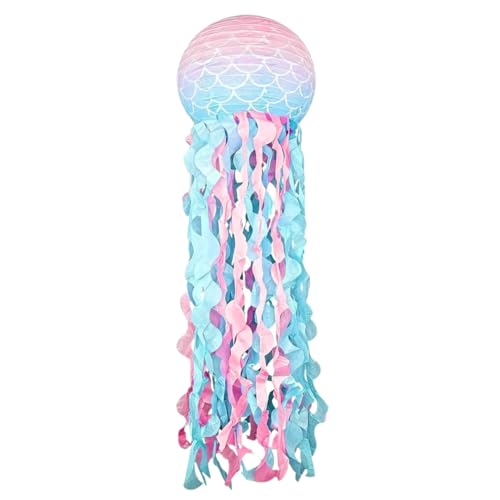 Image of WP WANNA PARTY Mermaid Jellyfish Lantern - Mermaid Lantern Decorations for Mermaid Theme Birthday Decoration, Under The Sea Theme, Baby Shower, Ocean & Beach Room Hanging Decor, Multicolor