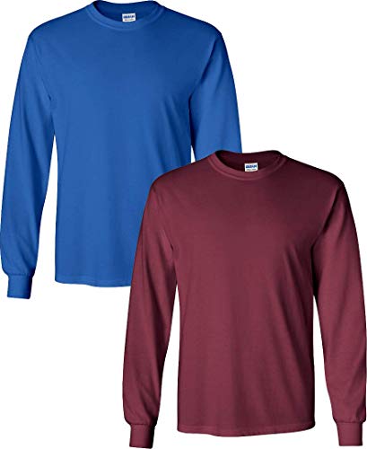 Image of Gildan Ultra Cotton Long Sleeve T-Shirt 2-PackRoyal-Maroon Medium