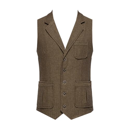 Gilet de costume à chevrons pour hommes | Coupe ajustée col cranté