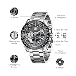 Armbanduhr Herren Edelstahl Herrenuhr Groß Uhren Herren Chronograph Analog Quarz Männer Uhr Kleid Wasserdicht 3ATM mit Kalender Business Casual – Bild 5