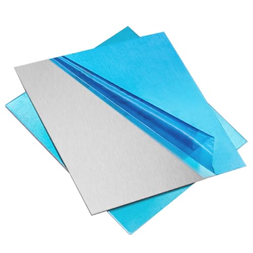 TEN-HIGH 2 Pack 6061 Pure Aluminum Sheet Metal Plate 7.9 x 3.9 x 0.04 Inch Pure 99.6% Aluminum Plate Covered with Protective Film for Industry and DIY Craft