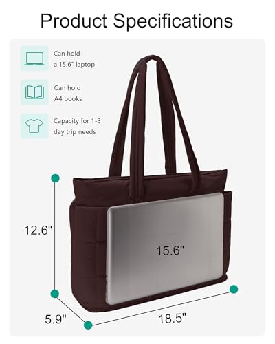 Bolso Tote para mujer, bolso de trabajo acolchado para laptop 15.6 pulg miniatura 5