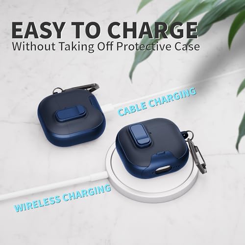 Image of for AirPods 4 Case with Lock,TPU Leather Texture Protective Durability Anti-Lost & Shockproof Protective Cover Accessories with Cleaning Kit in Keychain for Apple iPod 4 Generation (Midnight Blue)