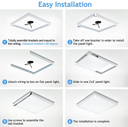 VocgoUU 6 Pack 2x2 Surface Mount Kit for LED Flat Panel Light - Aluminum 24x24 inch Ceiling Frame Kit, Not Include LED Panel Light by VocgoUU - Used condition - Image 7